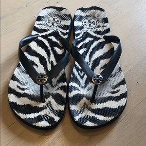 Tory Burch Zebra Flip Flops
